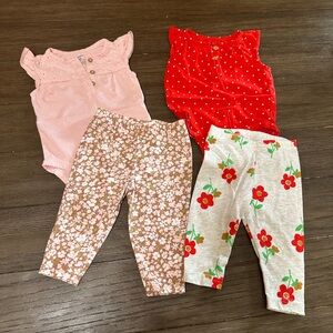 6mth Carters Baby Girl Clothing Set - Pink, Red, and Floral